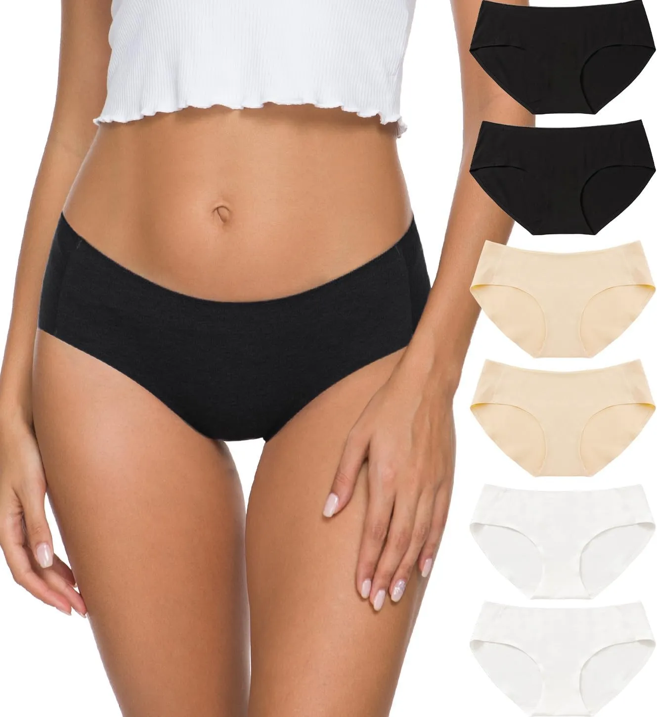 Altheanray Womens Underwear Cotton Underwear for Women Seamless Hipster Bikini Briefs Panties 6 Pack