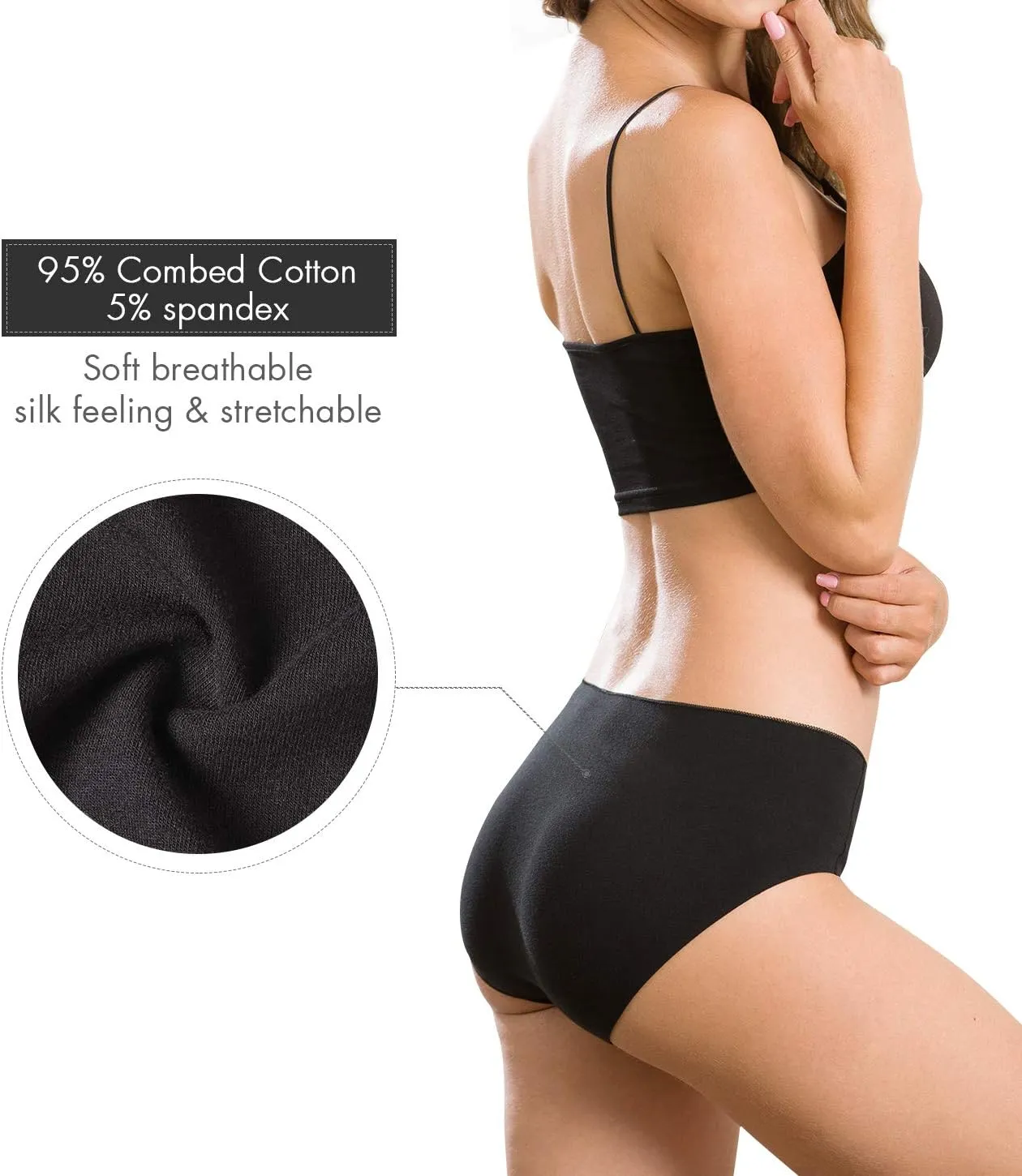 Altheanray Womens Underwear Cotton Underwear for Women Seamless Hipster Bikini Briefs Panties 6 Pack