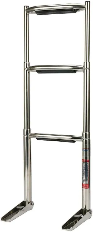 Amarine Made Boat Ladder, 3/4 Step Wide Steps Stainless Steel Telescoping Boat Ladder Swim Step More Durable Pedal (3 Step)