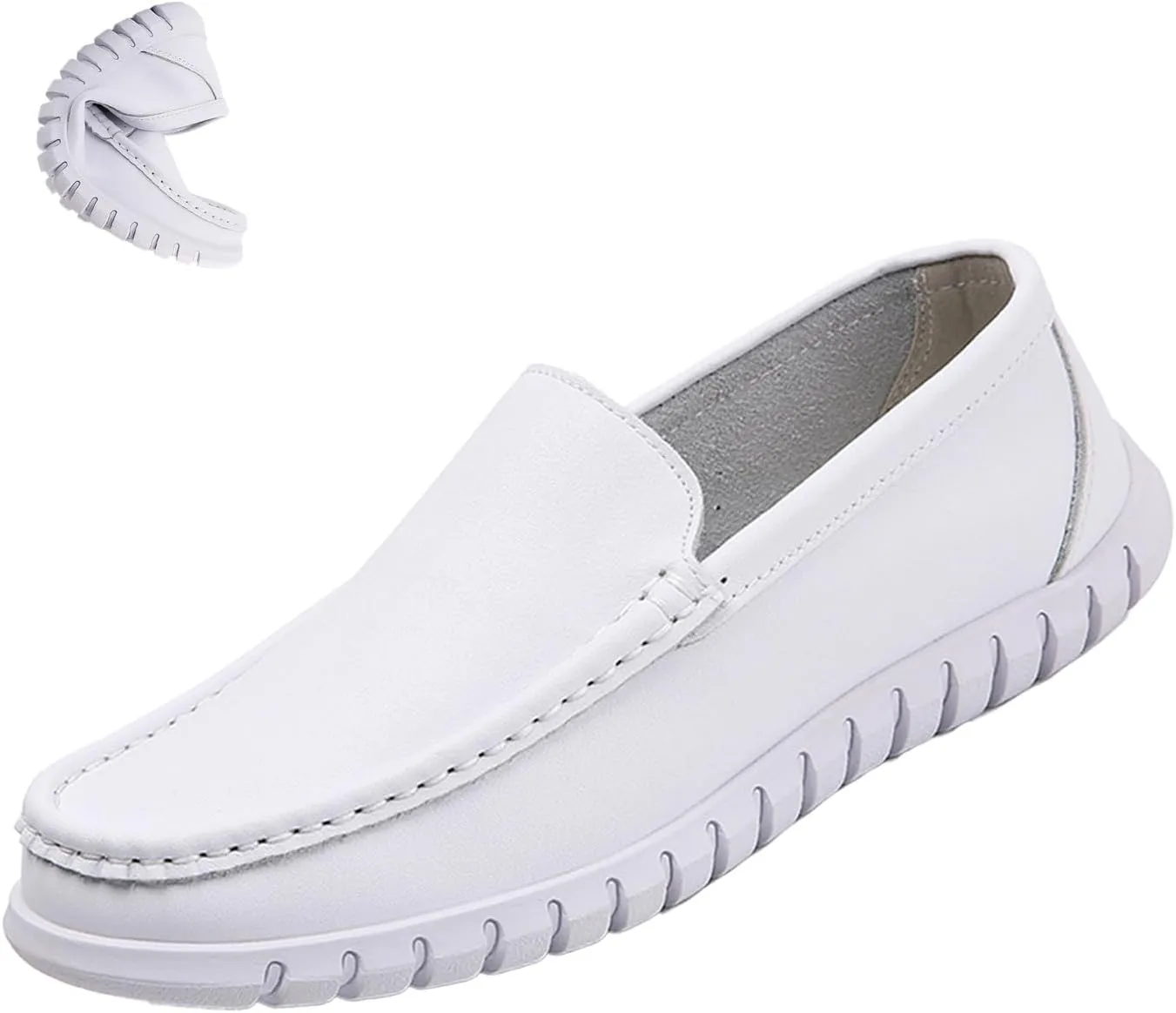 AngryMonkey Men's Leather Slip on Penny Loafers,Lightweight Comfort Orthotic Cushion Softsole Nursing Walking Driving Casual Shoes