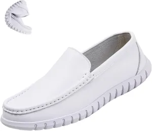 AngryMonkey Men's Leather Slip on Penny Loafers,Lightweight Comfort Orthotic Cushion Softsole Nursing Walking Driving Casual Shoes