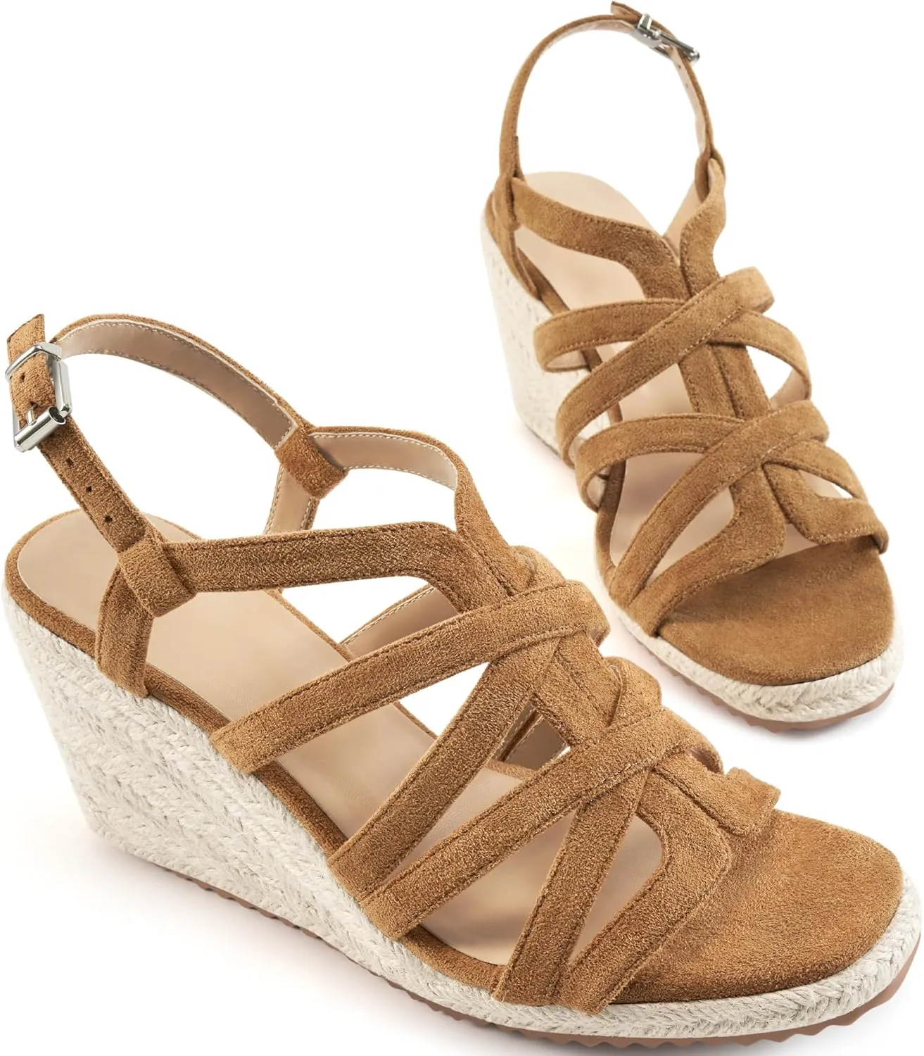 Aomigoct Wedge Sandals for Women Dressy: Comfortable Casual Work Espadrille Wedges - Ladies Summer Outdoor Walking Shoes