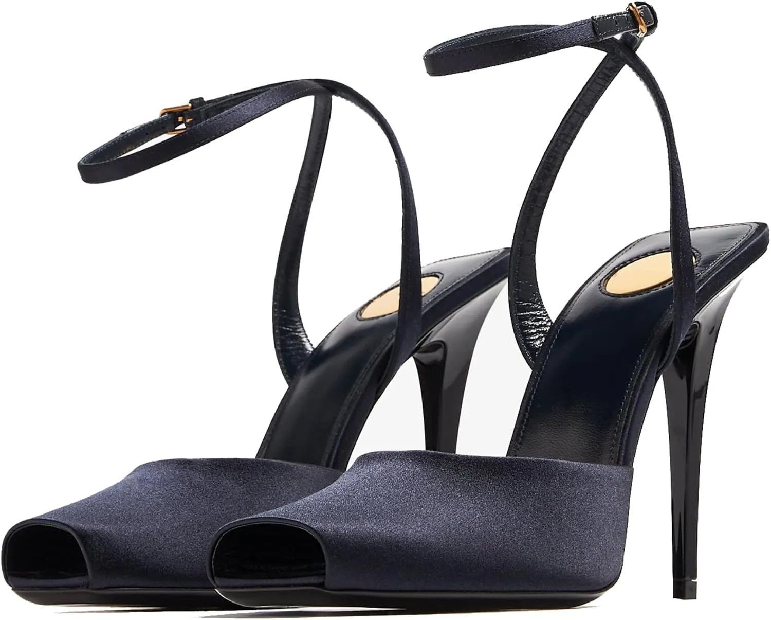 Arqa Womens Stilleto Sandals Covered Square Open Toe Pumps Adjustable Ankle Strap Office Party Dressy Shoes Summer Sexy Elegant 4.1 IN Heels