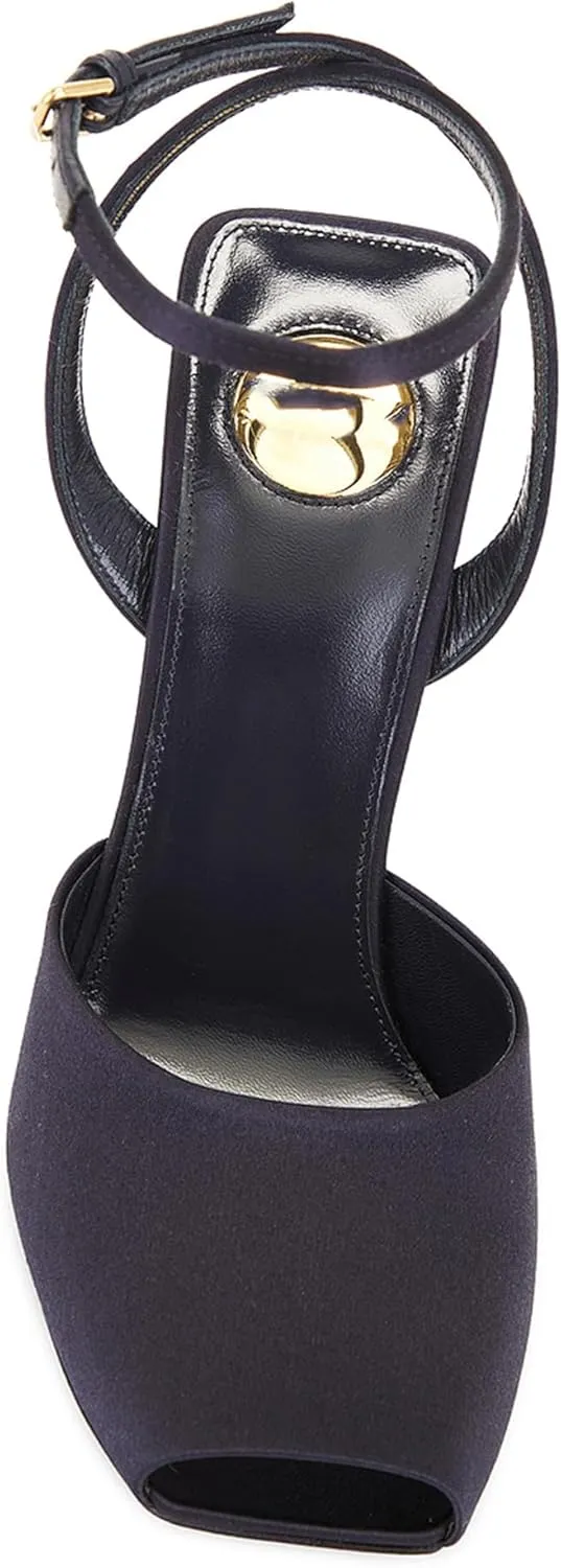 Arqa Womens Stilleto Sandals Covered Square Open Toe Pumps Adjustable Ankle Strap Office Party Dressy Shoes Summer Sexy Elegant 4.1 IN Heels