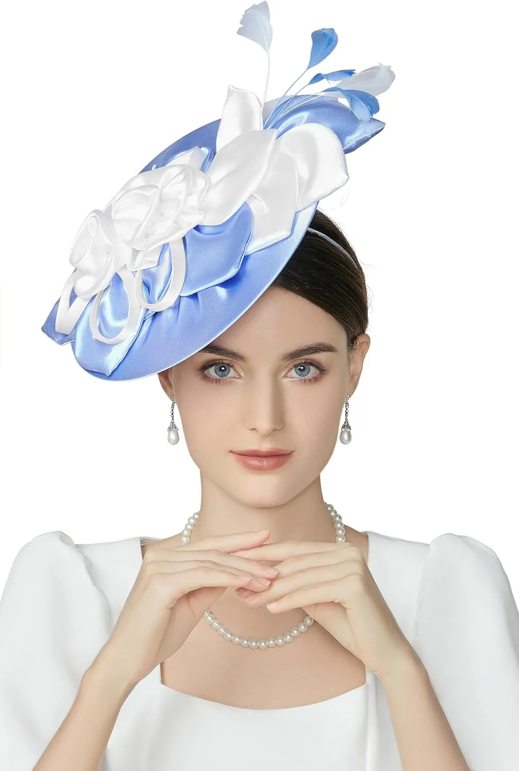 BABEYOND Fascinators Hats for Women - Kentucky Tea Party Derby Hats Flower Church Pillbox Hat for Cocktail Wedding