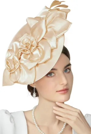 BABEYOND Fascinators Hats for Women - Kentucky Tea Party Derby Hats Flower Church Pillbox Hat for Cocktail Wedding