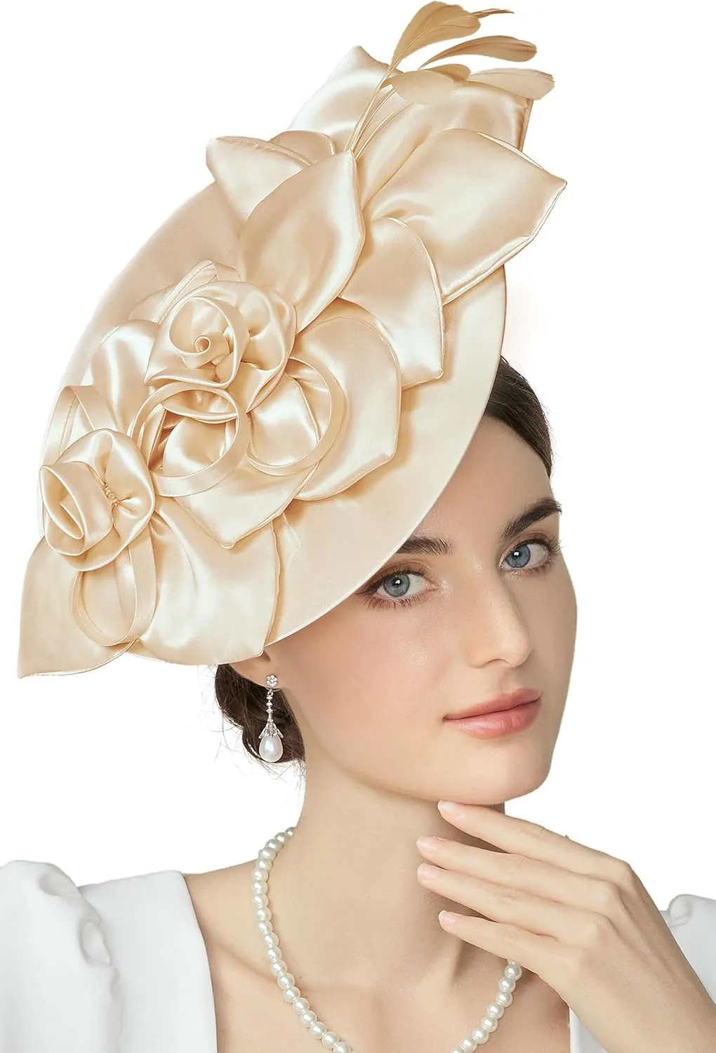 BABEYOND Fascinators Hats for Women - Kentucky Tea Party Derby Hats Flower Church Pillbox Hat for Cocktail Wedding
