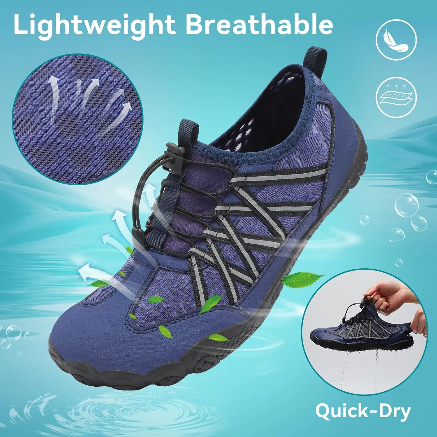 Barefoot Water Shoes for Women Men Wide Toe Box Lightweight Quick Dry Aqua Socks for Swim Beach Surf Boat Hiking Pool Walking Yoga