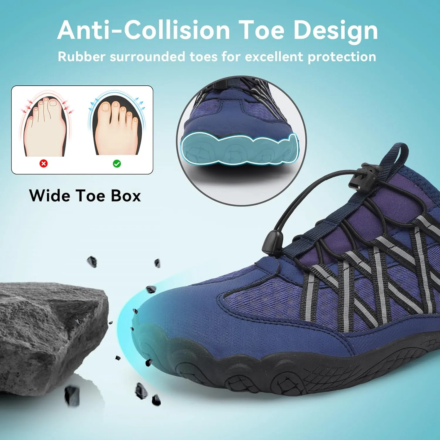 Barefoot Water Shoes for Women Men Wide Toe Box Lightweight Quick Dry Aqua Socks for Swim Beach Surf Boat Hiking Pool Walking Yoga