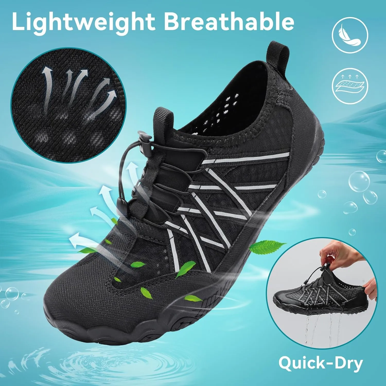 Barefoot Water Shoes for Women Men Wide Toe Box Lightweight Quick Dry Aqua Socks for Swim Beach Surf Boat Hiking Pool Walking Yoga