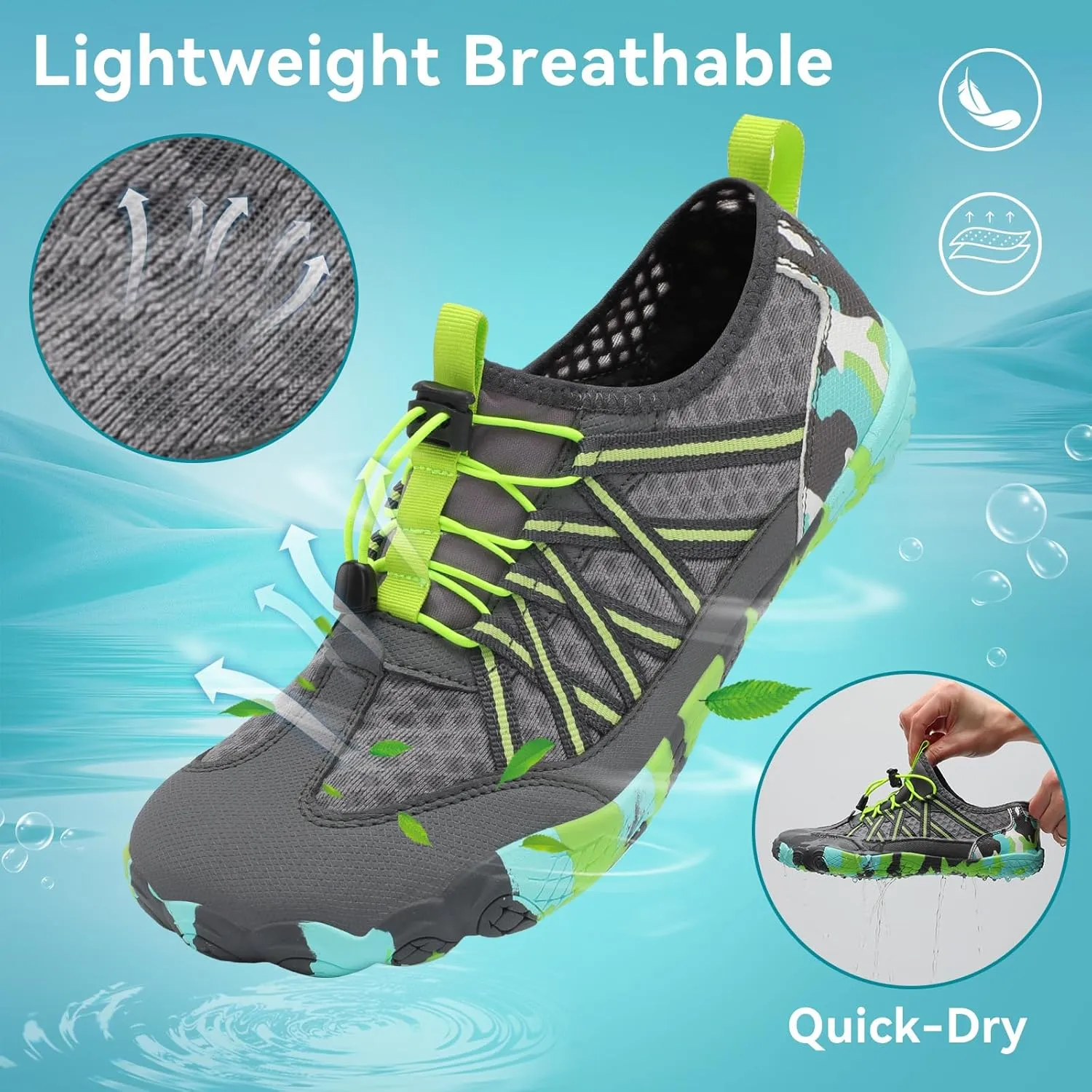 Barefoot Water Shoes for Women Men Wide Toe Box Lightweight Quick Dry Aqua Socks for Swim Beach Surf Boat Hiking Pool Walking Yoga