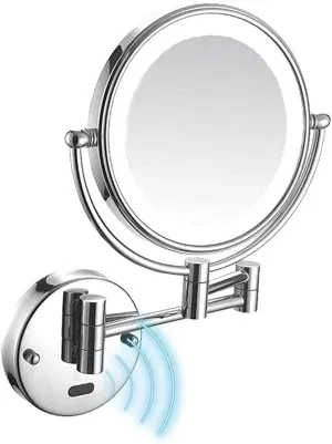 Bathroom Mirror, Wall Mounted Makeup Mirror, Double-Sided Stretchable, 360 Degree Rotation, Stretchable arm, for Bathroom (Color : Bright Silver, Size : 10x)