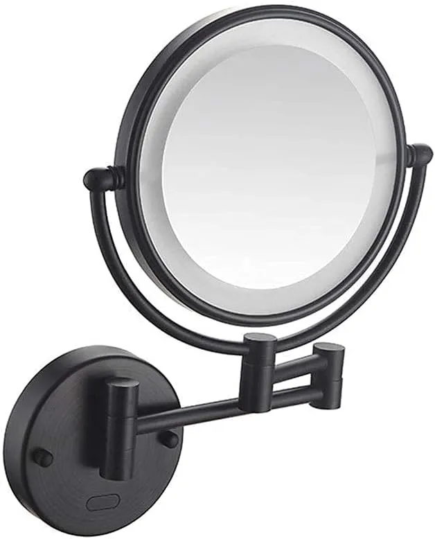 Bathroom Mirror, Wall Mounted Makeup Mirror, Double-Sided Stretchable, 360 Degree Rotation, Stretchable arm, for Bathroom(Matte Black,10x)