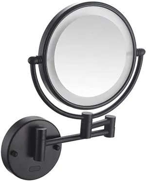 Bathroom Mirror, Wall Mounted Makeup Mirror, Double-Sided Stretchable, 360 Degree Rotation, Stretchable arm, for Bathroom(Matte Black,10x)