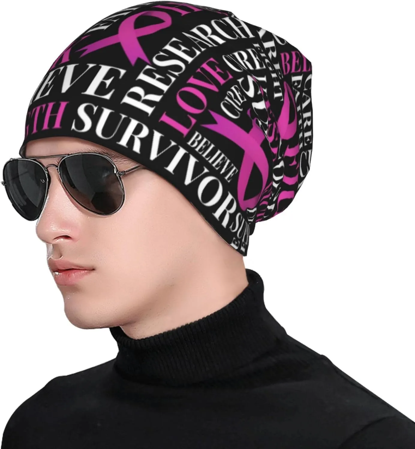 Beanie Hat Knitted Cap for Men Women,Thin Warm Knit Slouchy Cancer Hat Ski Cap Winter Warm Hip Hop Soft Skull Cap