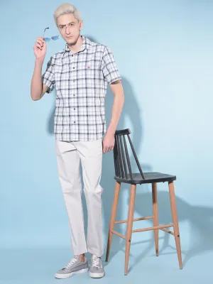 Beige Straight Stretchable Trousers