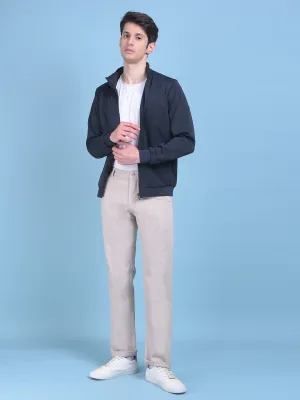 Beige Stretchable Cotton Trousers