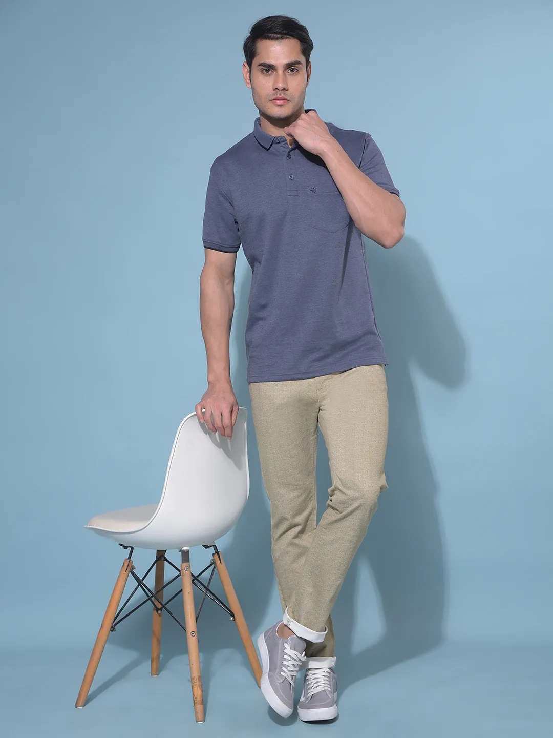 Beige Stretchable Trousers