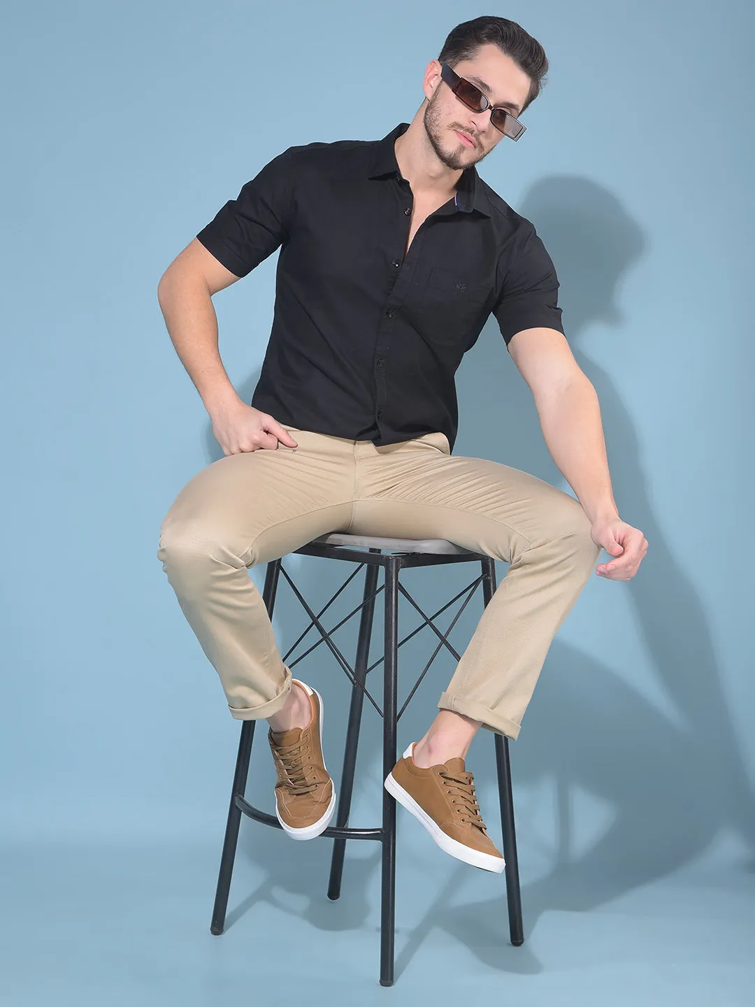 Beige Stretchable Trousers