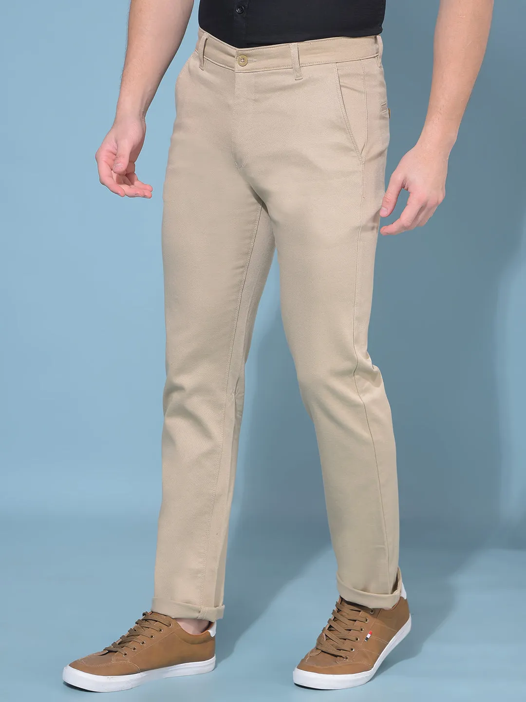 Beige Stretchable Trousers