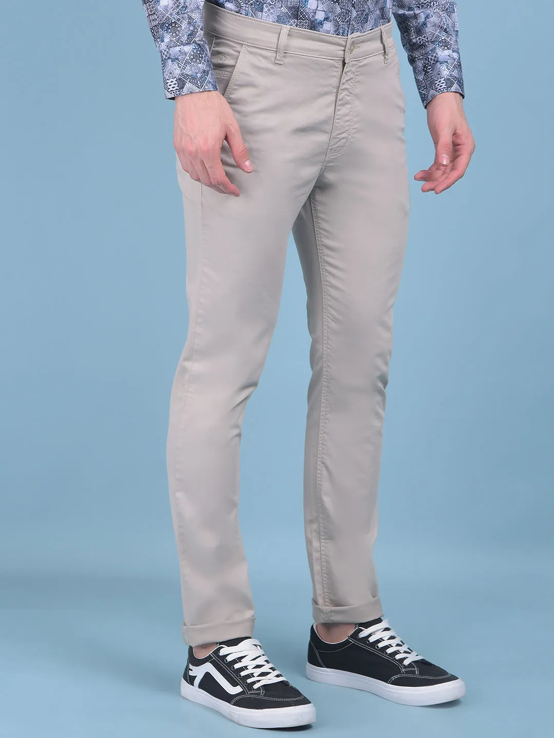 Beige Stretchable Trousers