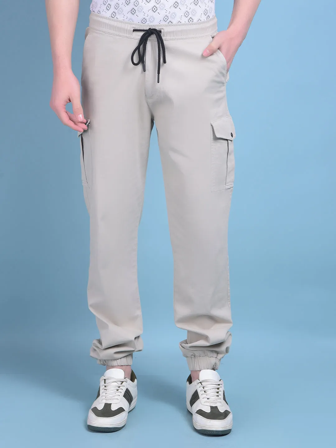 Beige Stretchable Trousers