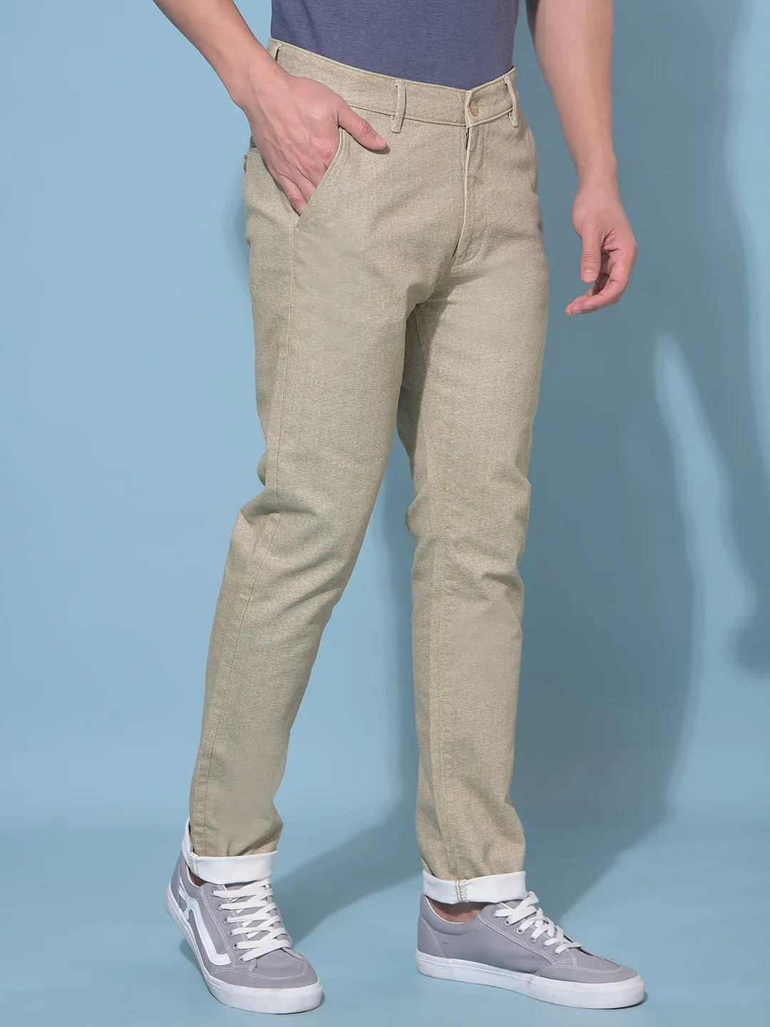 Beige Stretchable Trousers