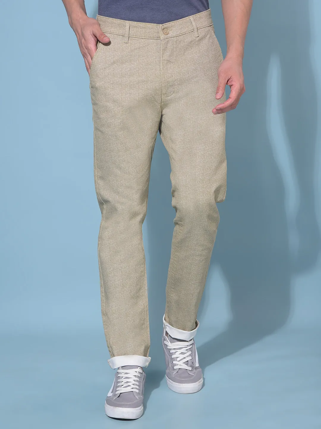 Beige Stretchable Trousers