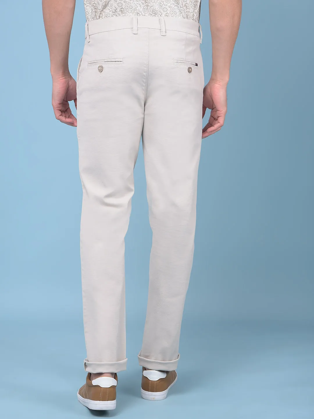 Beige Stretchable Trousers