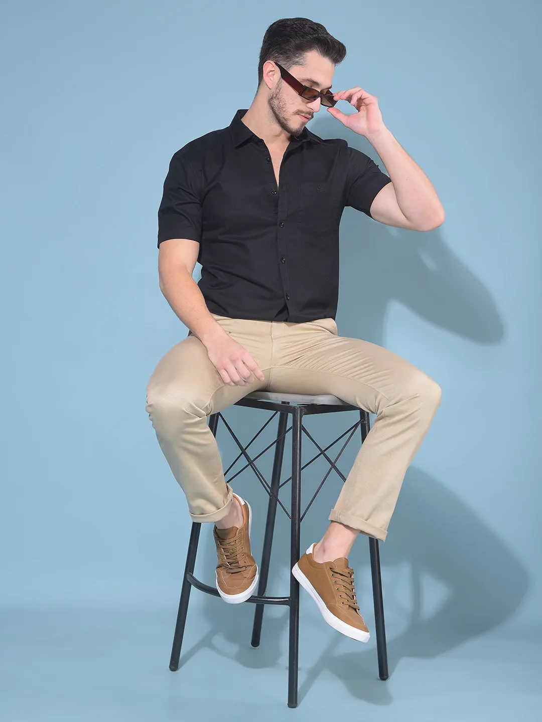 Beige Stretchable Trousers