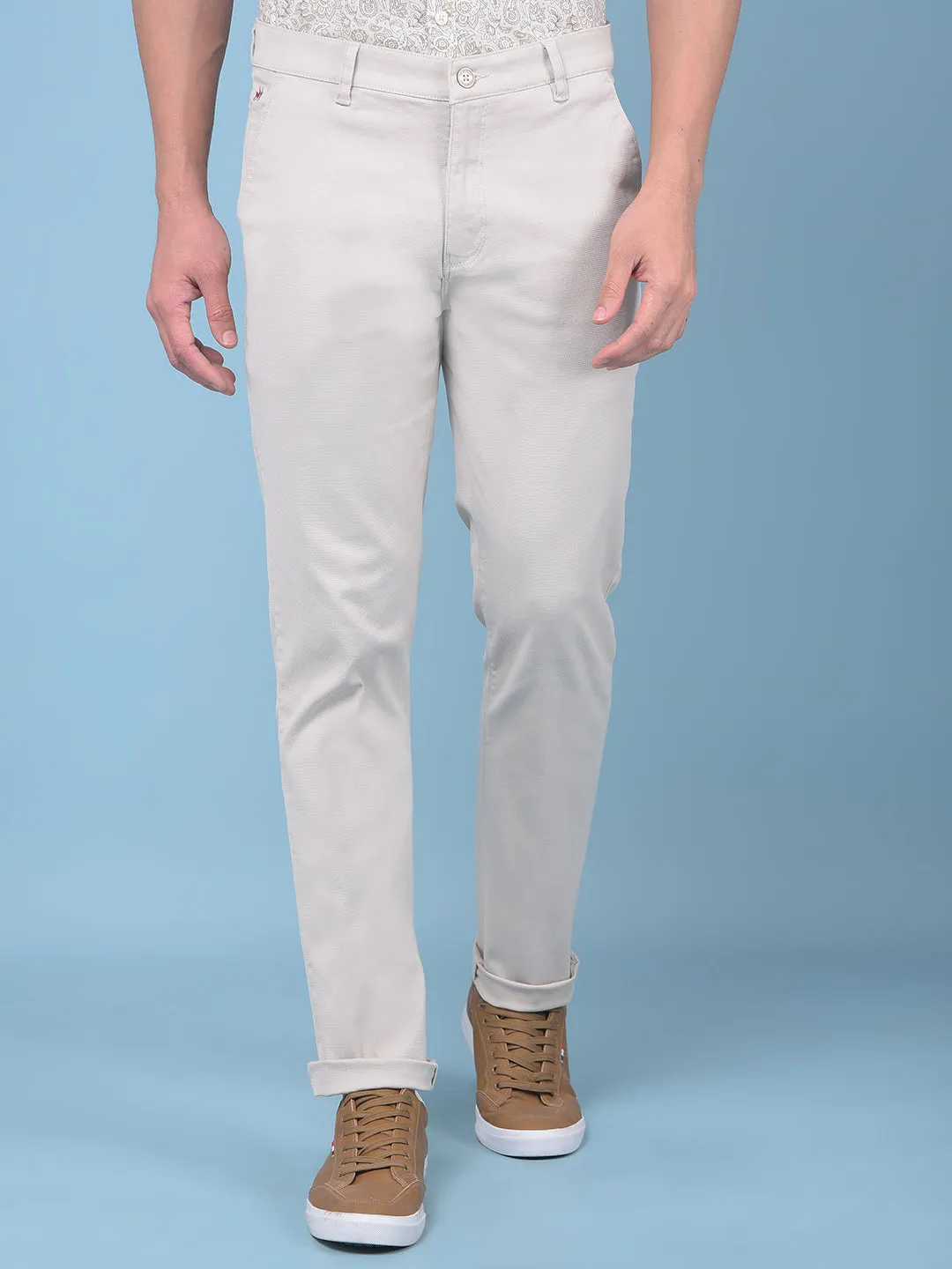 Beige Stretchable Trousers