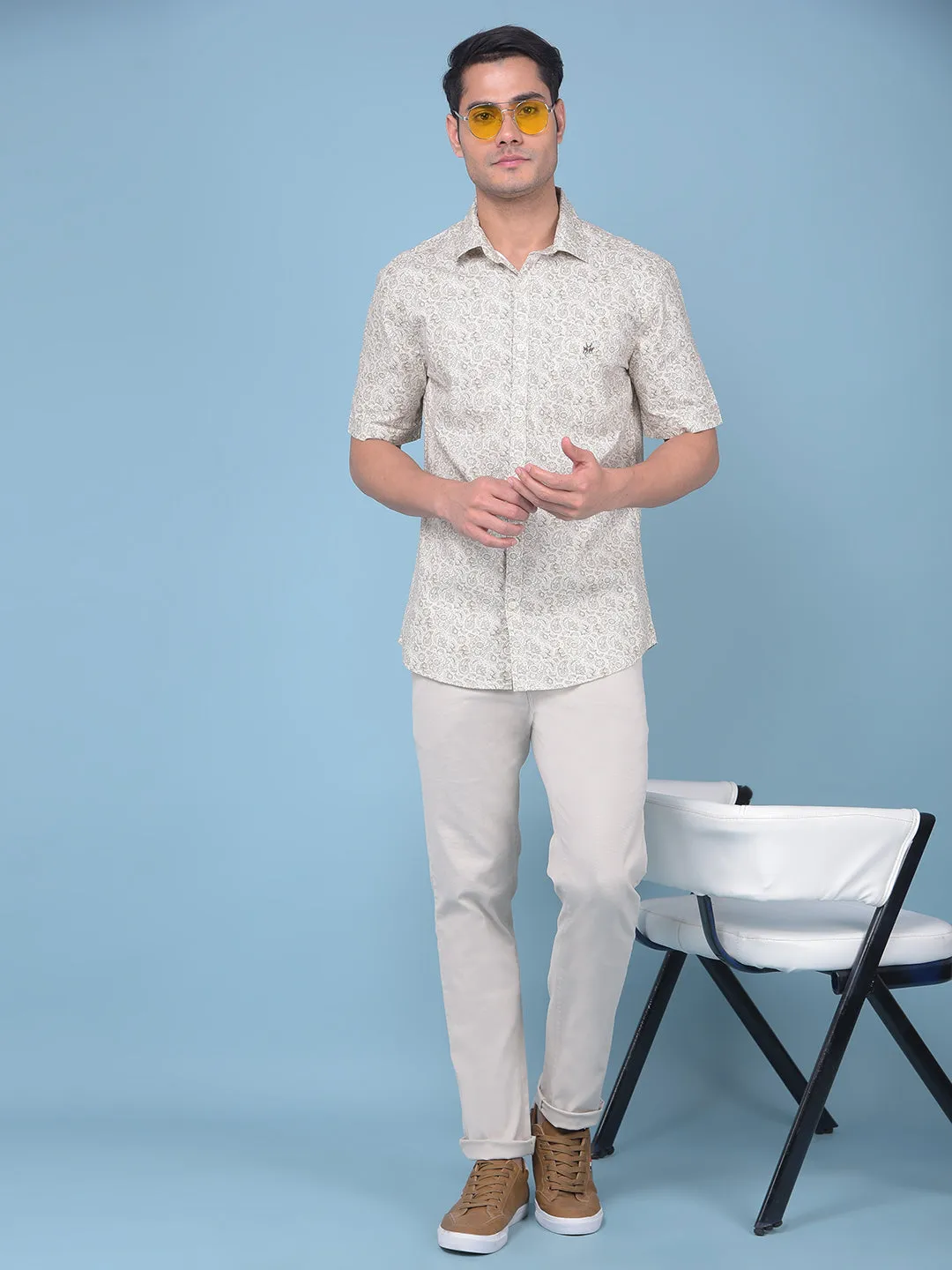Beige Stretchable Trousers