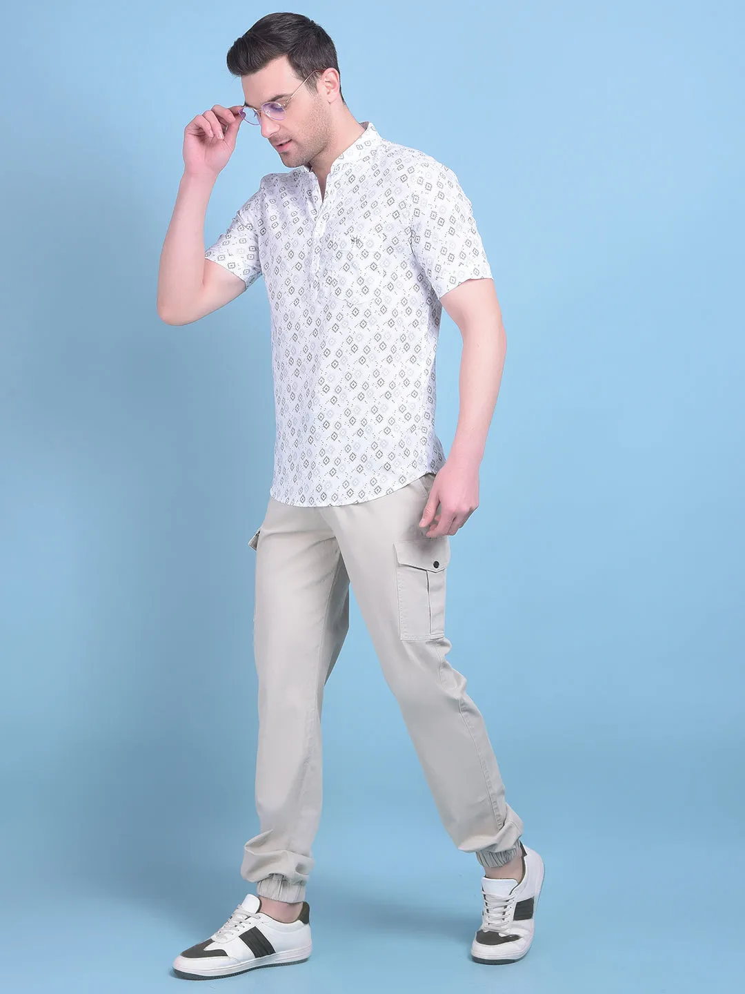 Beige Stretchable Trousers