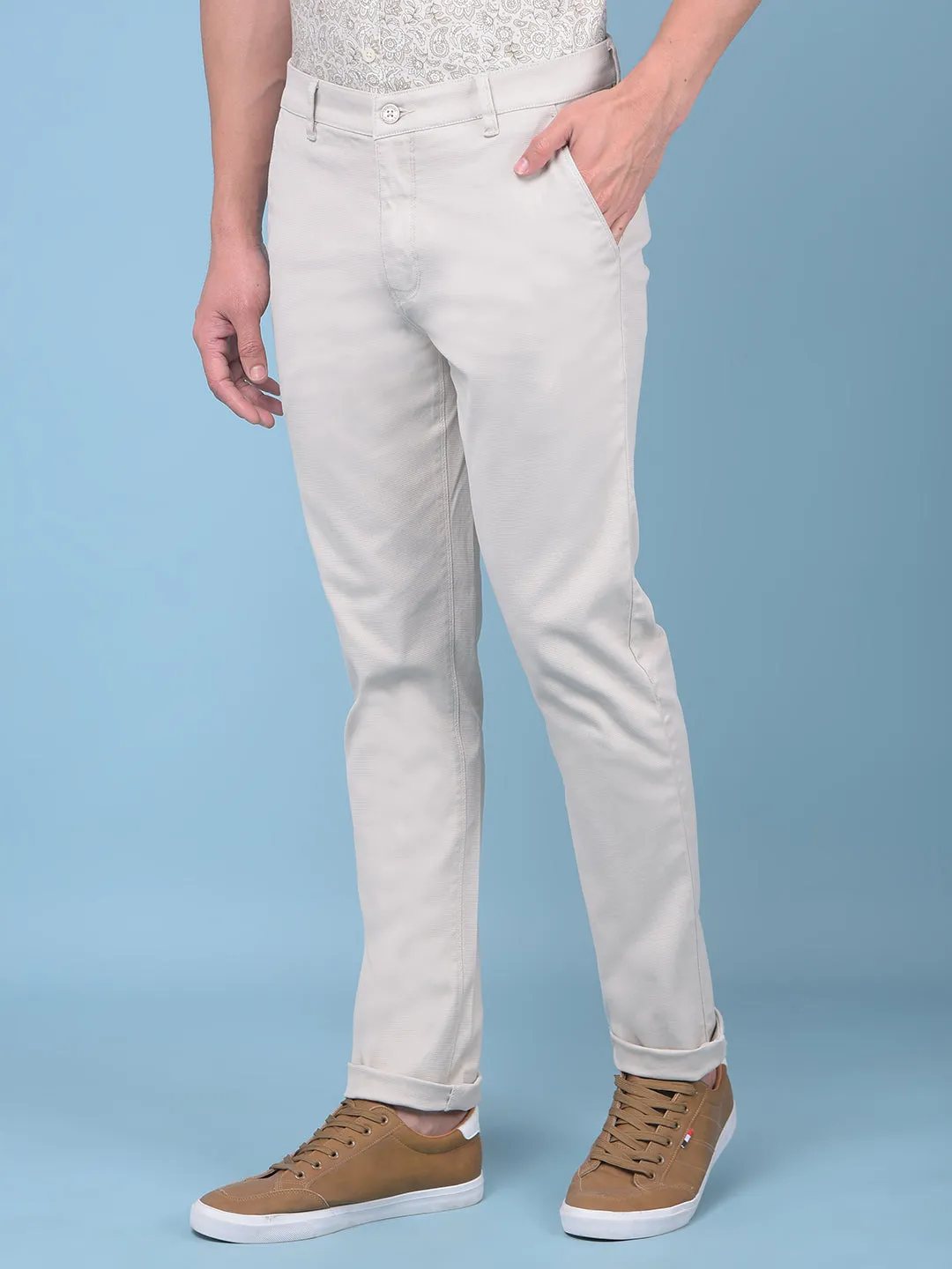 Beige Stretchable Trousers