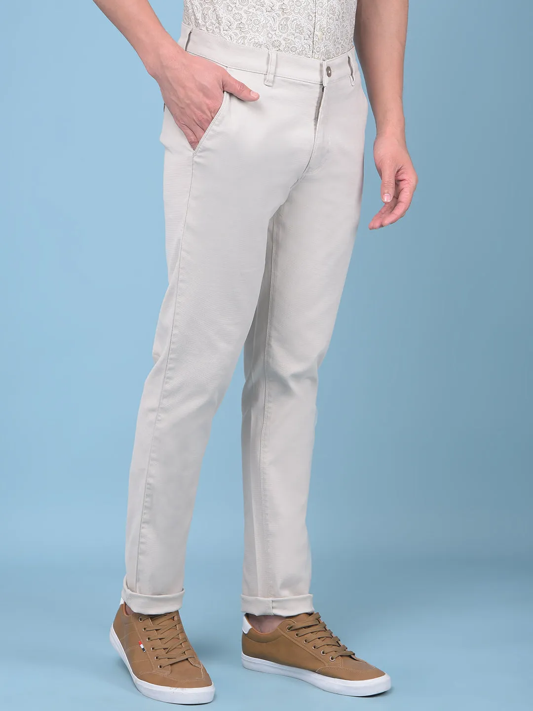 Beige Stretchable Trousers
