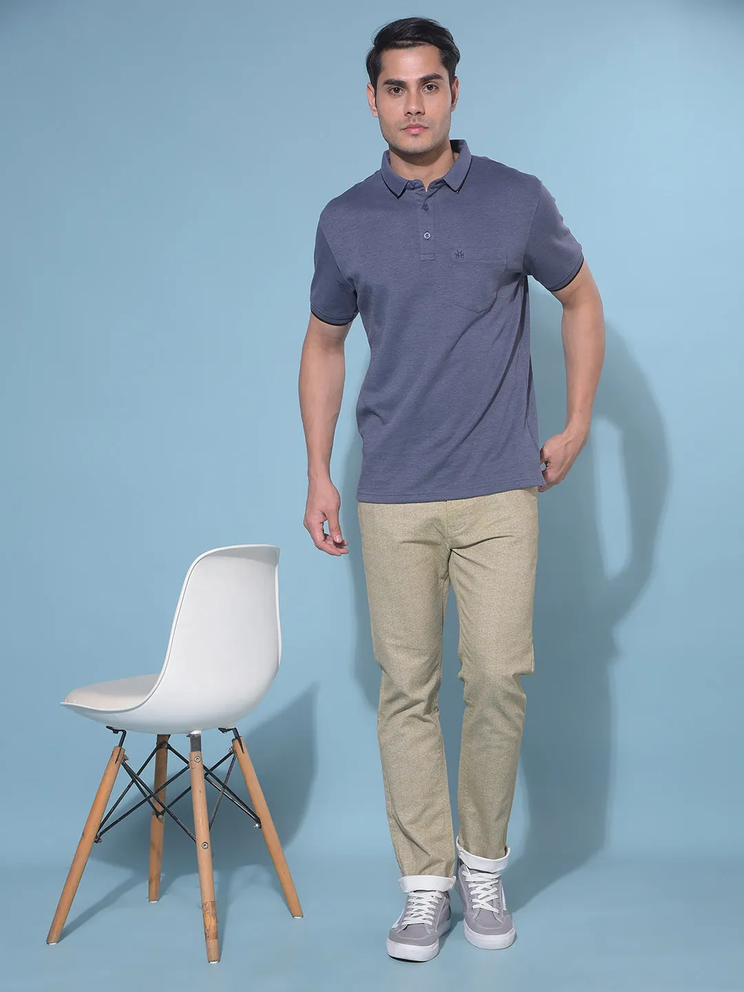 Beige Stretchable Trousers