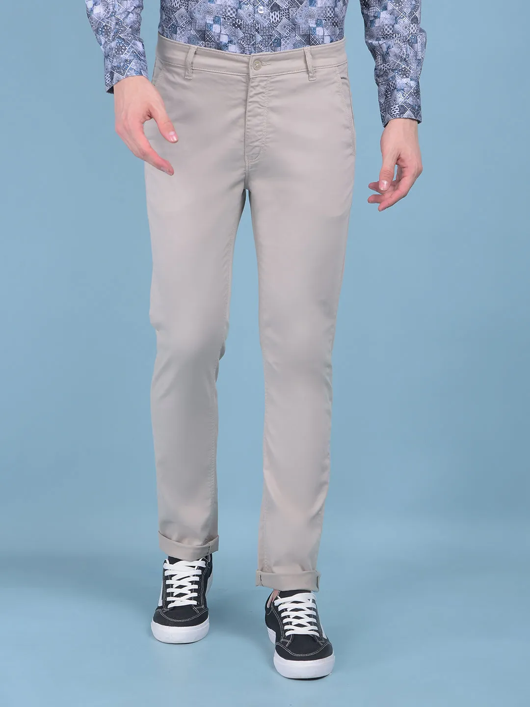 Beige Stretchable Trousers