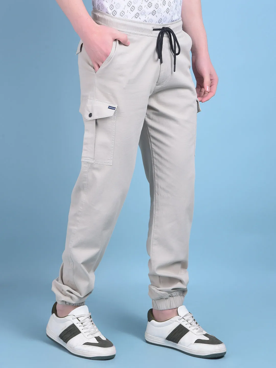 Beige Stretchable Trousers