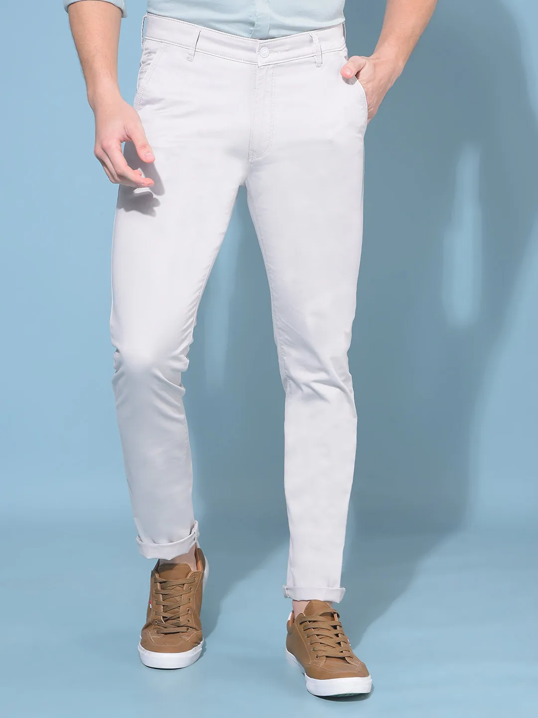 Beige Stretchable Trousers