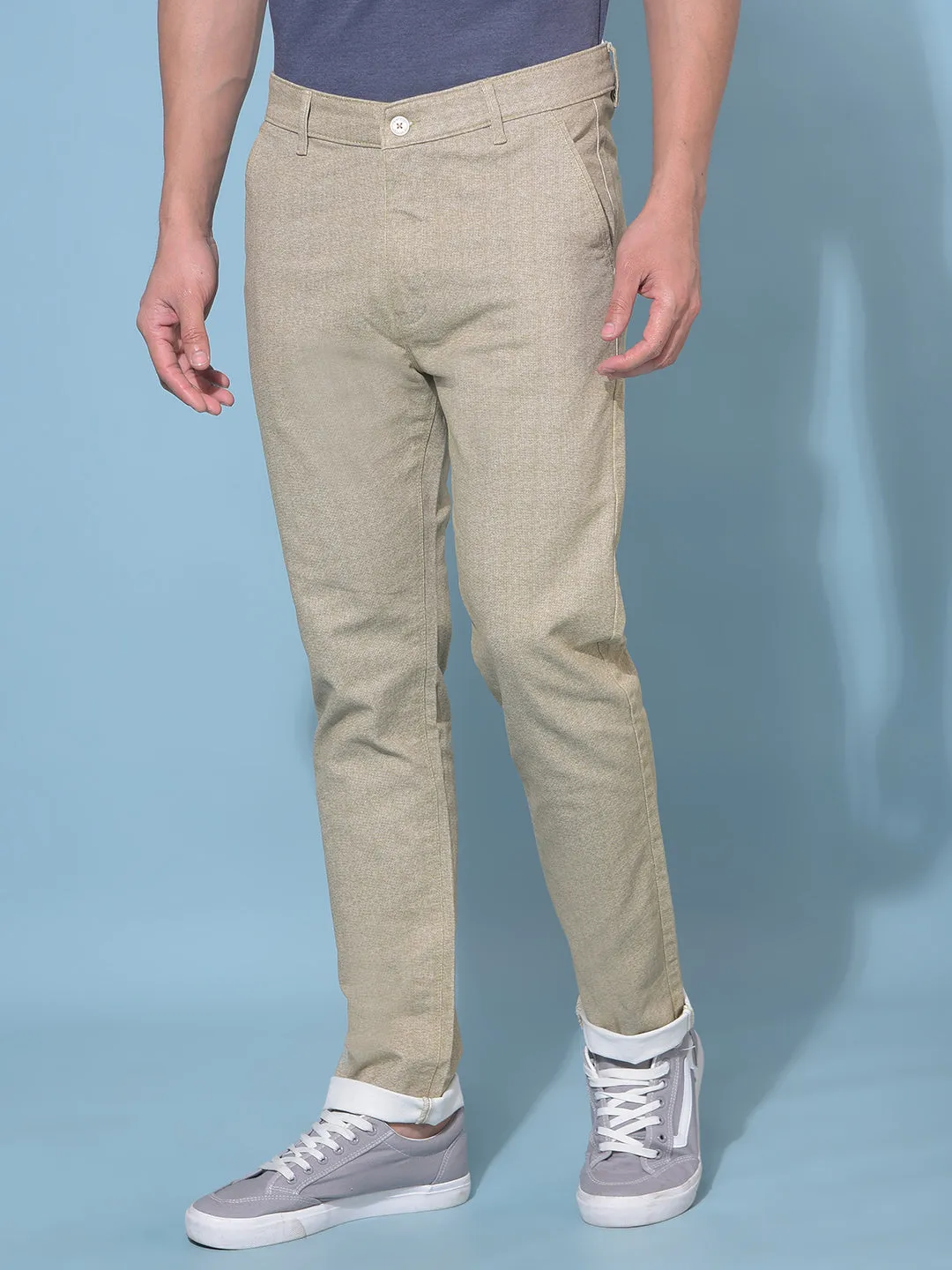 Beige Stretchable Trousers