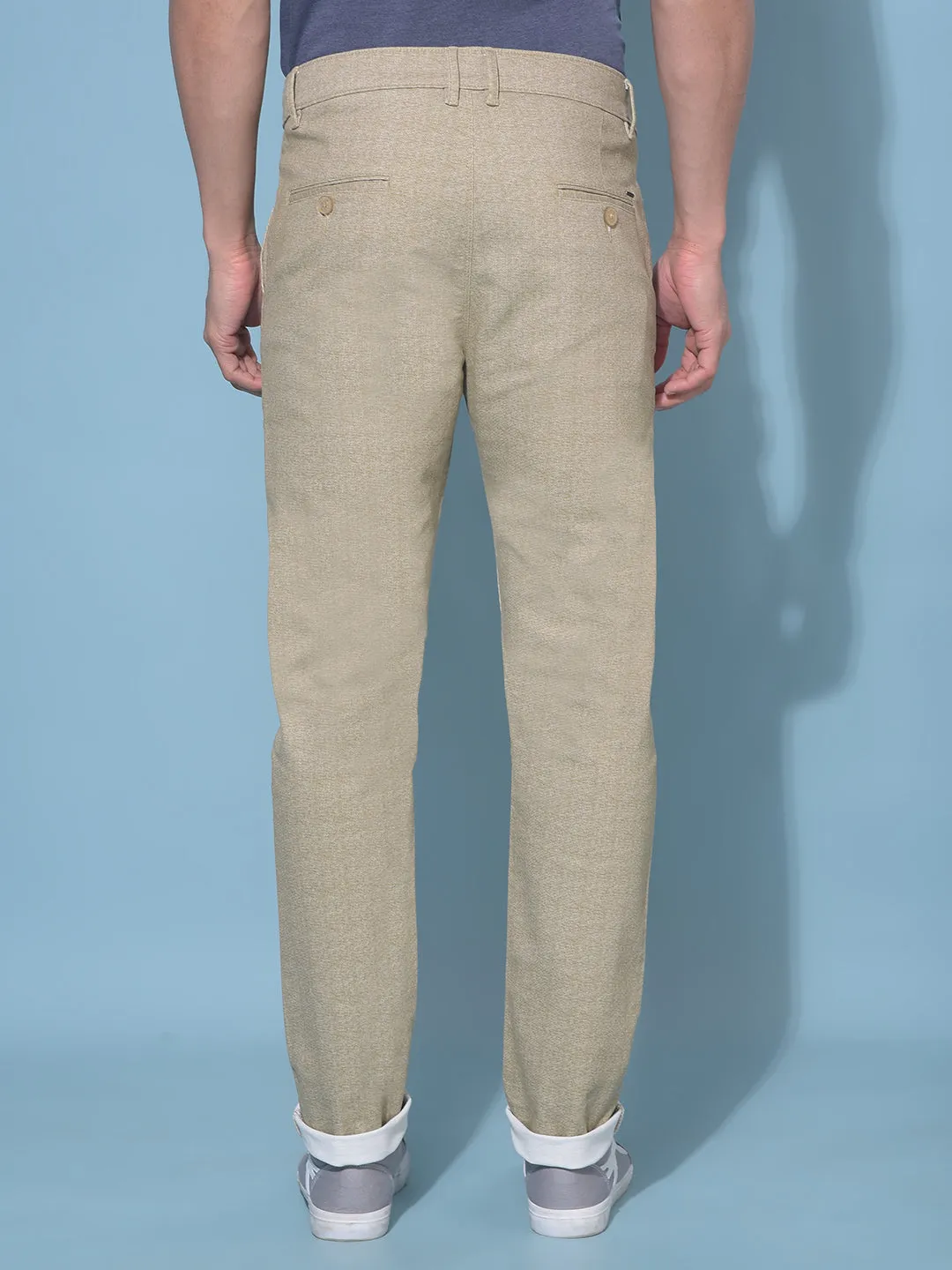 Beige Stretchable Trousers