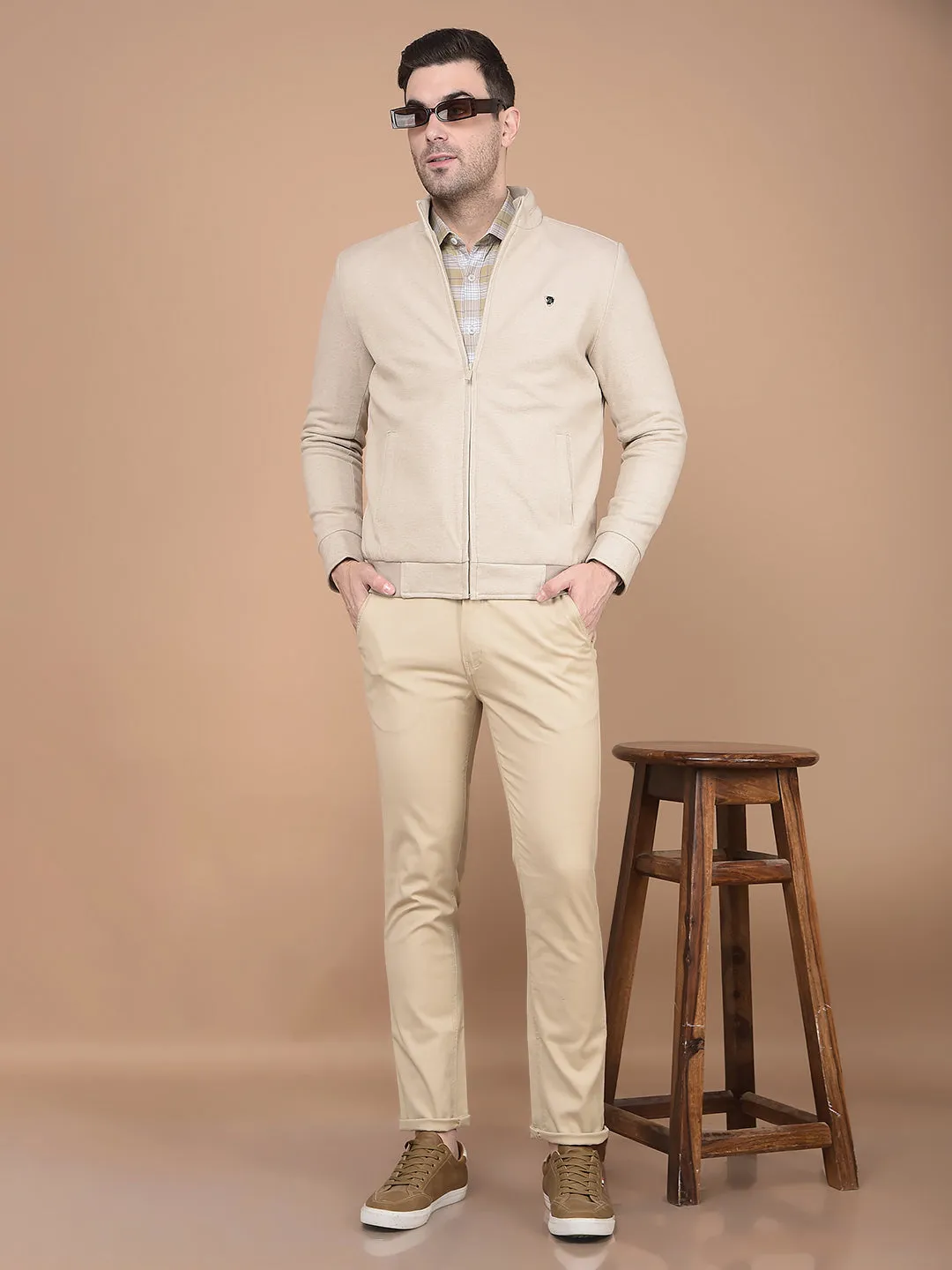 Beige Stretchable Trousers