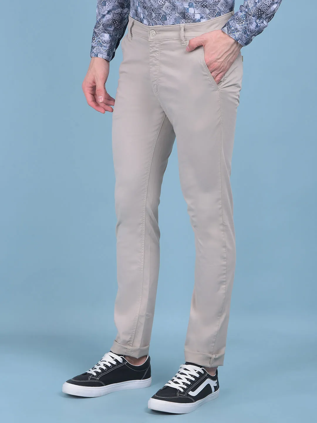 Beige Stretchable Trousers