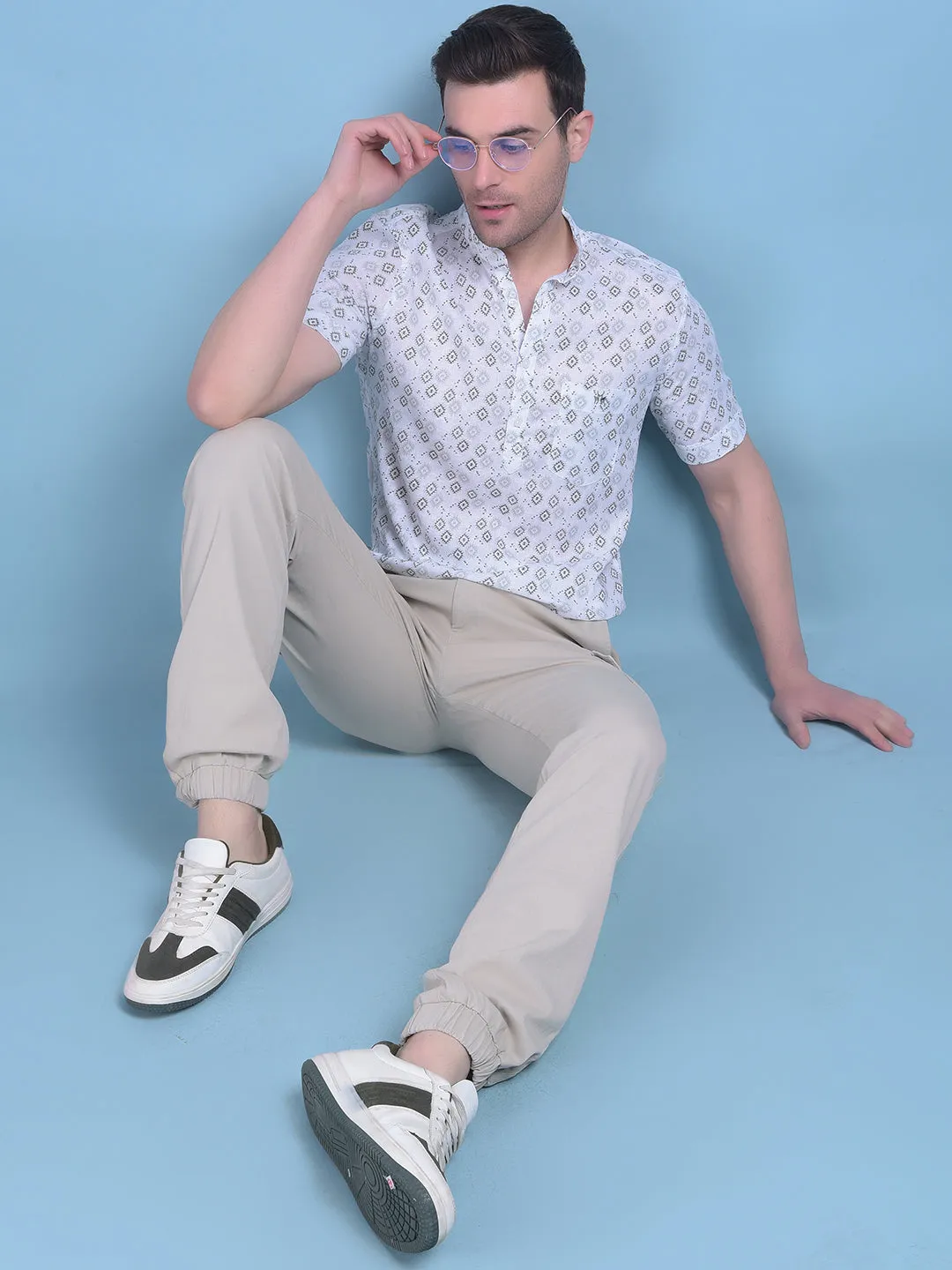 Beige Stretchable Trousers