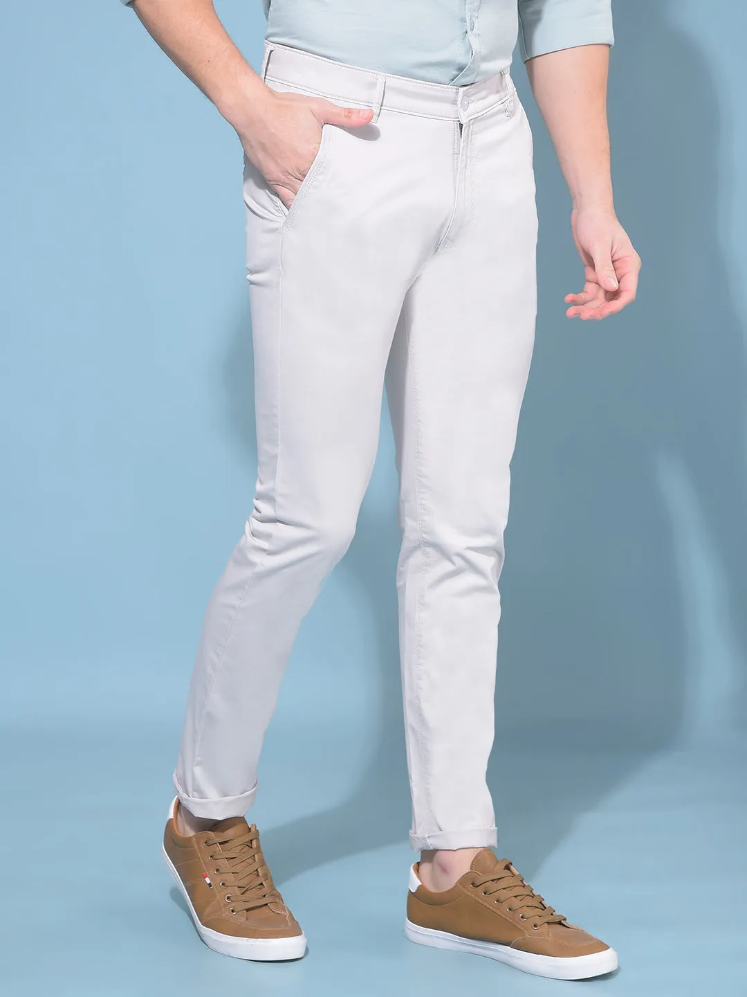 Beige Stretchable Trousers