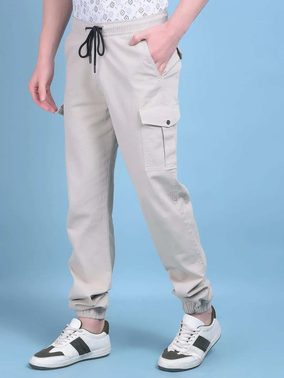 Beige Stretchable Trousers