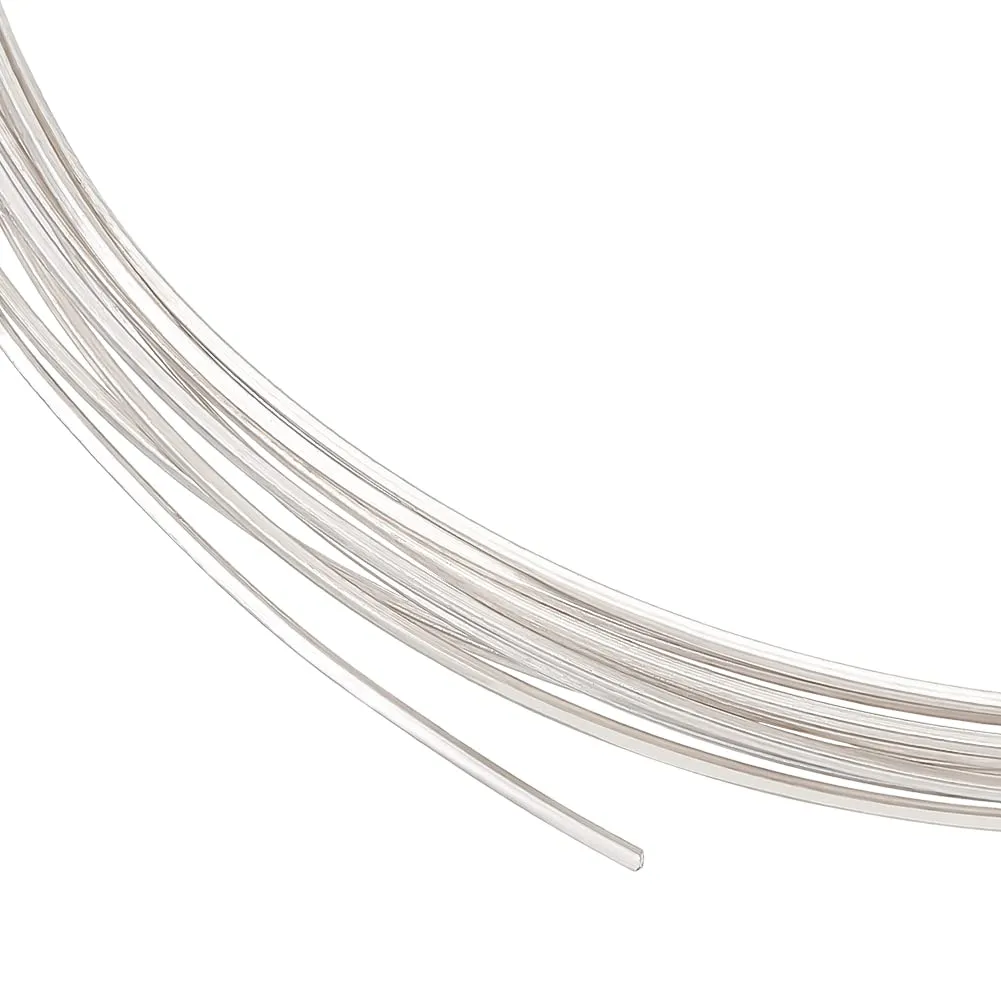BENECREAT 22 Gauge 925 Sterling Silver Flat Wire, 1m/3.28 Feet Square Dead Soft Jewelry Craft Wire for Jewelry Making
