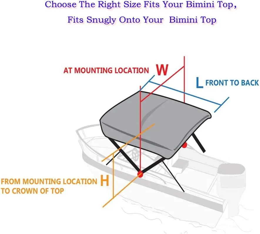 Bimini Top Replacement Canvas，3 Bow Bimini Tops Canvas Cover with Zipper Easy Install，Windproof Waterproof and UV-Proof Bimini Top Canvas Only No Frame (Light Grey, 3 Bow 6'L x 46" H x 67"-72" W)