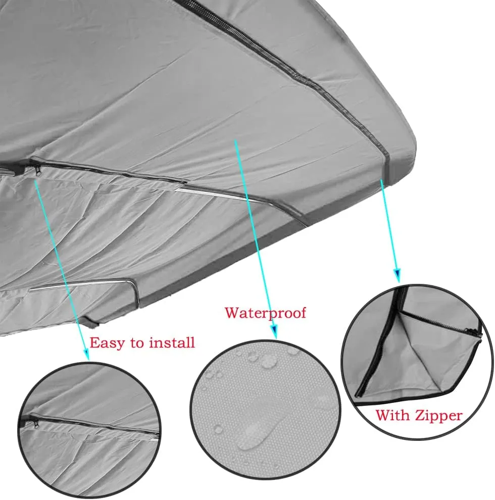 Bimini Top Replacement Canvas，3 Bow Bimini Tops Canvas Cover with Zipper Easy Install，Windproof Waterproof and UV-Proof Bimini Top Canvas Only No Frame (Light Grey, 3 Bow 6'L x 46" H x 67"-72" W)