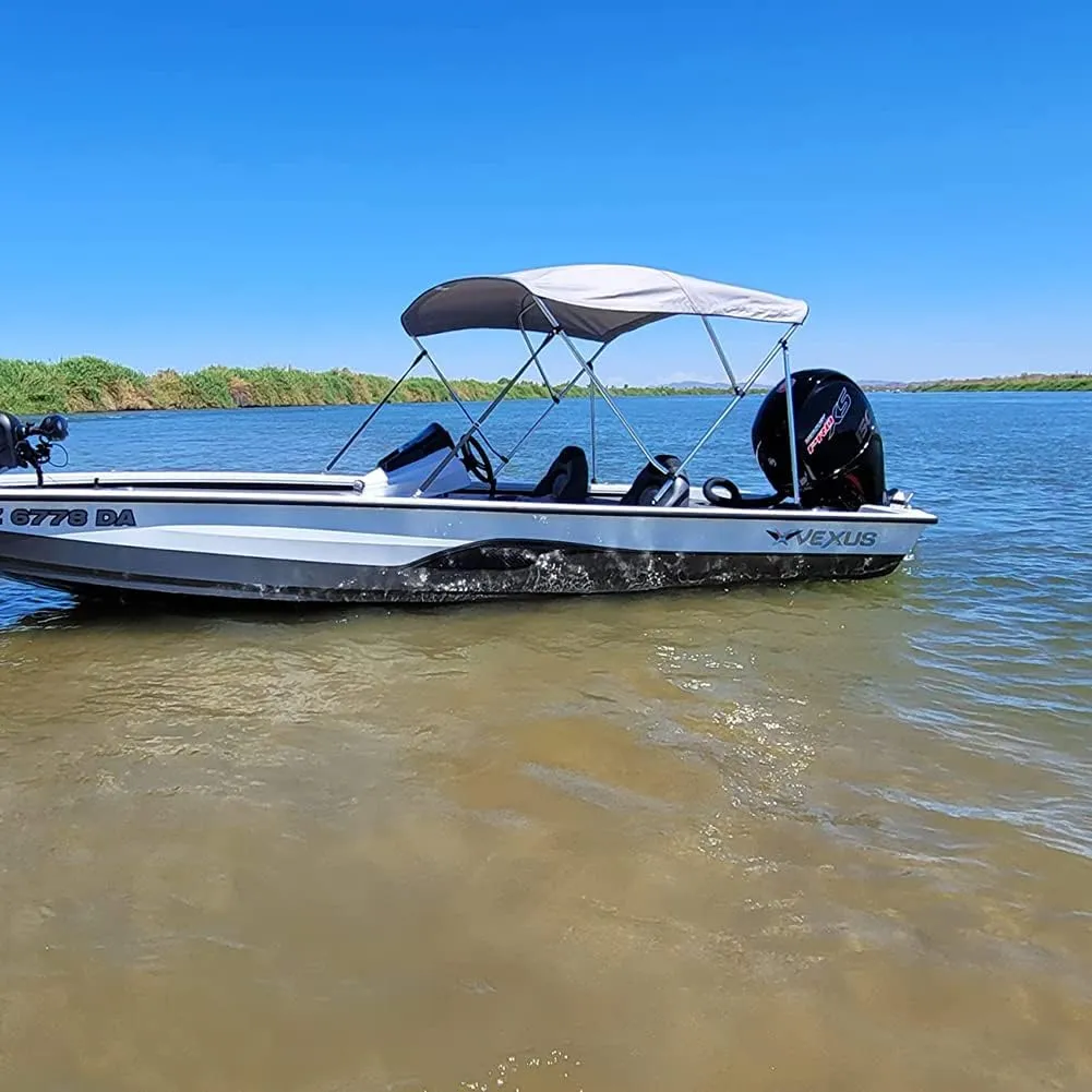 Bimini Top Replacement Canvas，3 Bow Bimini Tops Canvas Cover with Zipper Easy Install，Windproof Waterproof and UV-Proof Bimini Top Canvas Only No Frame (Light Grey, 3 Bow 6'L x 46" H x 67"-72" W)